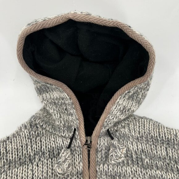 Women's Gray 100% Wool Hooded Knit Jacket | Size XL - Picture 7 of 10
